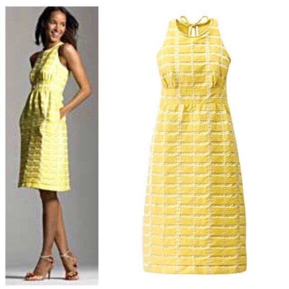 J. Crew Dresses & Skirts - J. Crew Collection Dress Sz 0 Sheath Floral Keyhole Pockets Yellow Silk MSRP$298